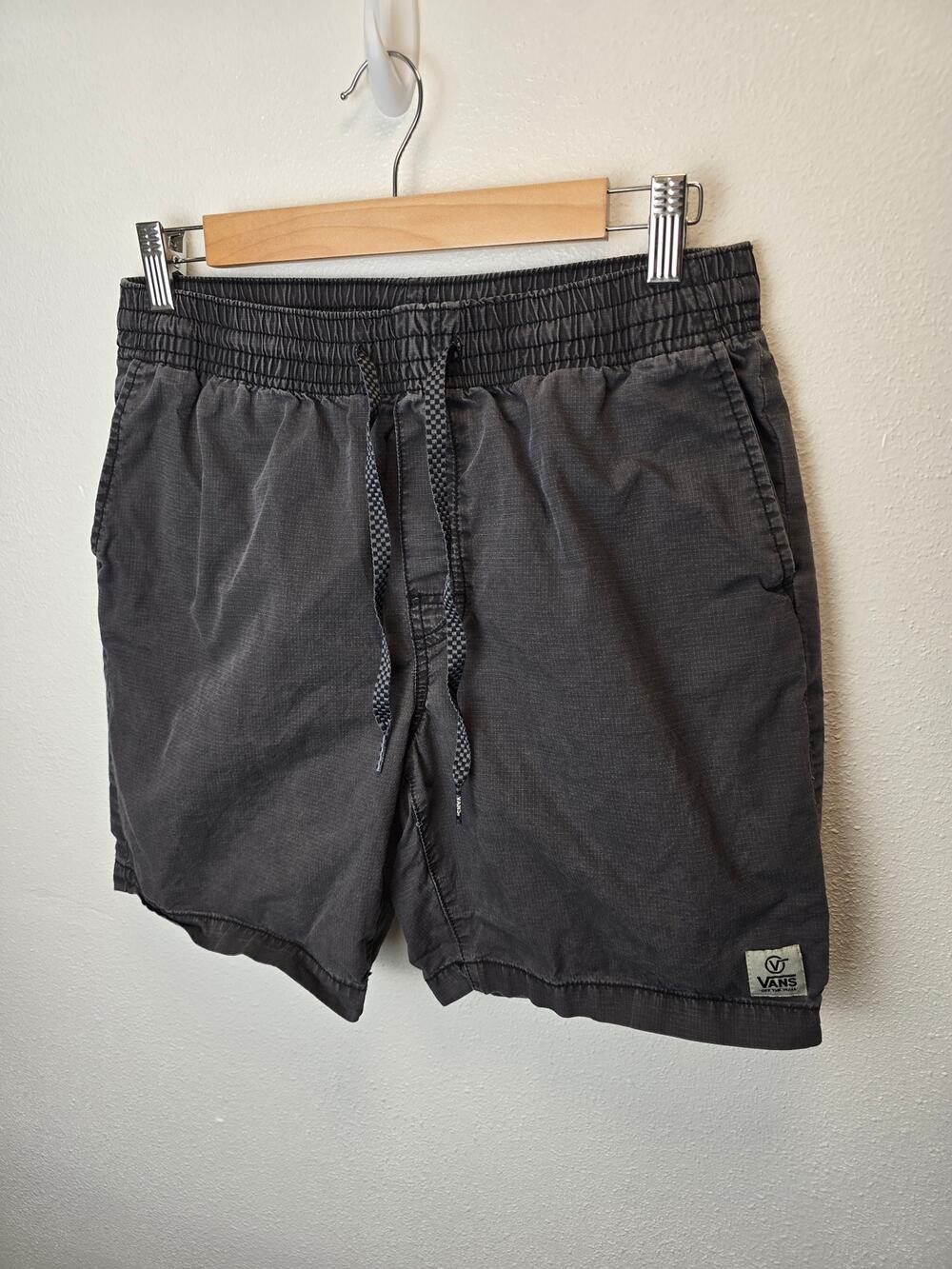 Vans Range Elastic Shorts Mens S Gray Ripstop Skate Y2K Drawstring